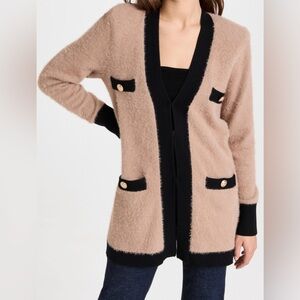 L’Agence Elin Four Pocket Cardigan, Camel/Black, L